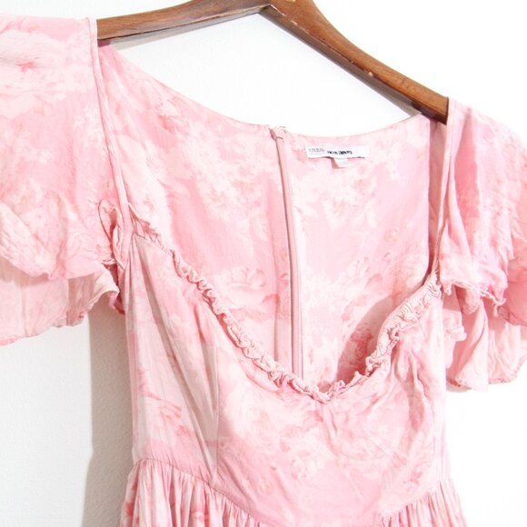 Maison Amory Sugarmilk Mini Dress in Strawberry Cream Pink Flutter Sleeve Small - Picture 3 of 12